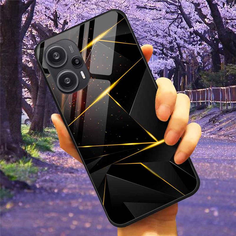 Для Xiaomi Poco F5 5G / F5Pro Чехол Закаленное Стекло Озеро Луна Жесткая Защитная Крышка для POCO F5 Pro Capas Funda на PocoF5 Роскошный Coque