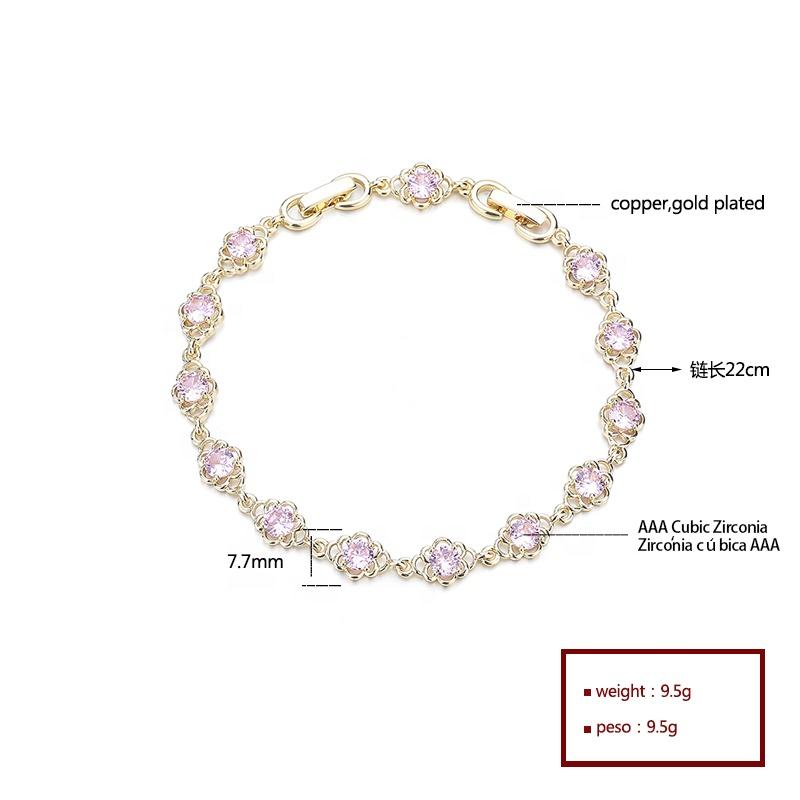 China Factory Top Design 18K Gold Plated Cubic Zircon Custom Charm Bracelet Fashion Jewellery Import Accessories