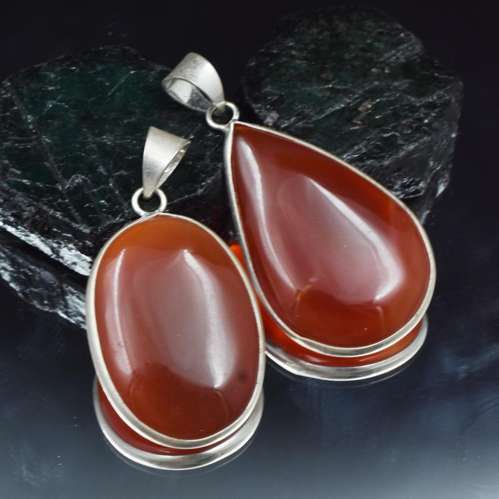 Овально-грушевидный красный оникс натуральный СЕРТИФИЦИРОВАННЫЙ драгоценный камень 925 стерлинговое серебро кулон 100 карат AR-1722