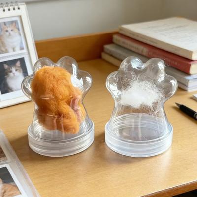 Флакон для хранения шерсти в форме кошачьей лапы, прозрачный, пластиковый, с крышкой, памятная шкатулка для хранения принадлежностей для рукоделия.