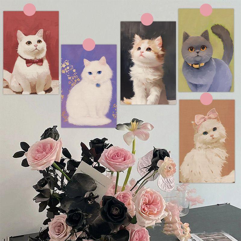 10 листов / набор Альбом для карточек с кошками Арт Иллюстрации животных Декоративные наклейки на стену в скандинавском стиле для гостиной