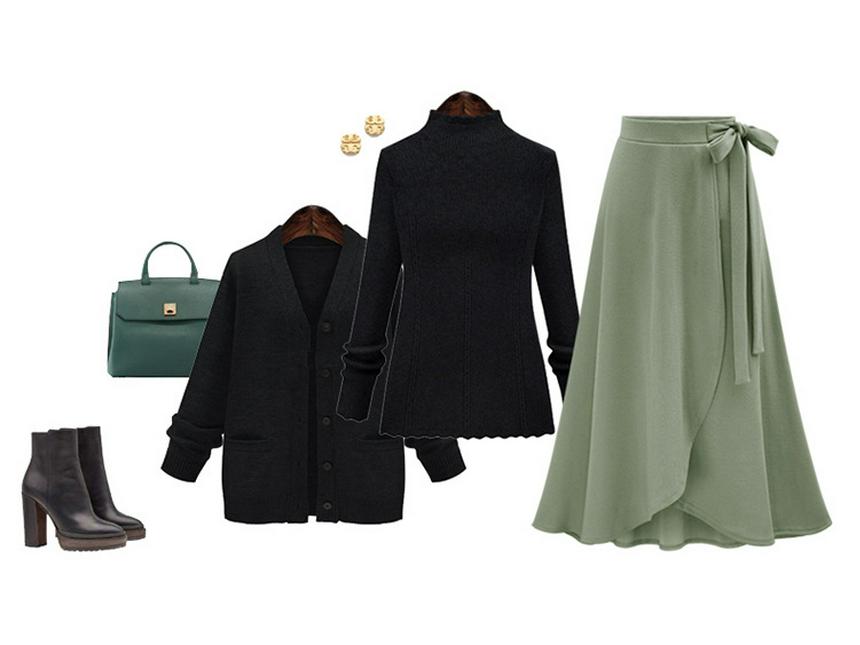 High-Waist Irregular Slit Skirts for Women - Autumn Collection, European & American Style, Plus Size, Medium To Long Length with Strappy Design