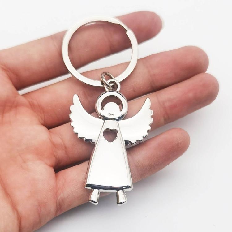 Брелок Ангел-хранитель Серебристый Металлический Подвеска для Ключей Автомобиля Оберег Благословение Ювелирное Изделие