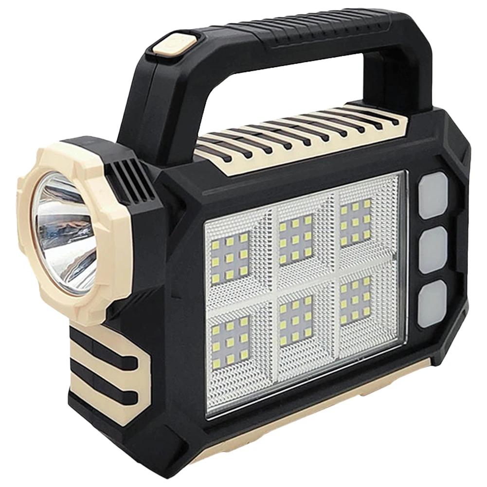 Portable Powerful USB Rechargeable Flashlight Solar LED Light With Work Light 3 Gear Charge Mobile Phone Camping Lamp