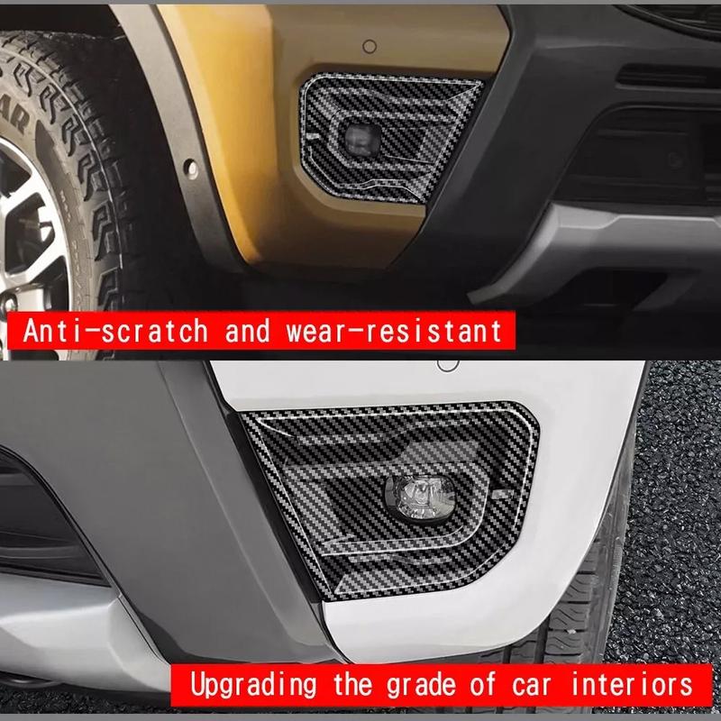 For Ford Ranger Wildtrak 2024 Car Accessories Carbon Fiber Front Bumper Fog Lamp Light Cover Trim Auto Parts Stickers 2Pcs