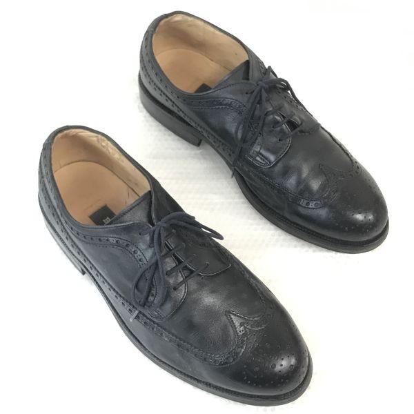 Сделано во Франции BALLY Кожаные туфли Goodyear Welt с крылышками Размер 5 24,0 см Черные деловые туфли(ИСПОЛЬЗОВАЛ)