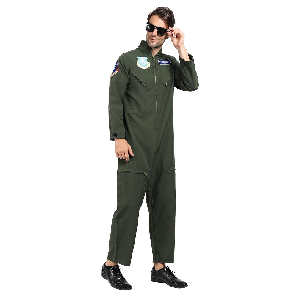 Взрослый мужской летный костюм Пилотный костюм Косплей Комбинезон для Хэллоуина