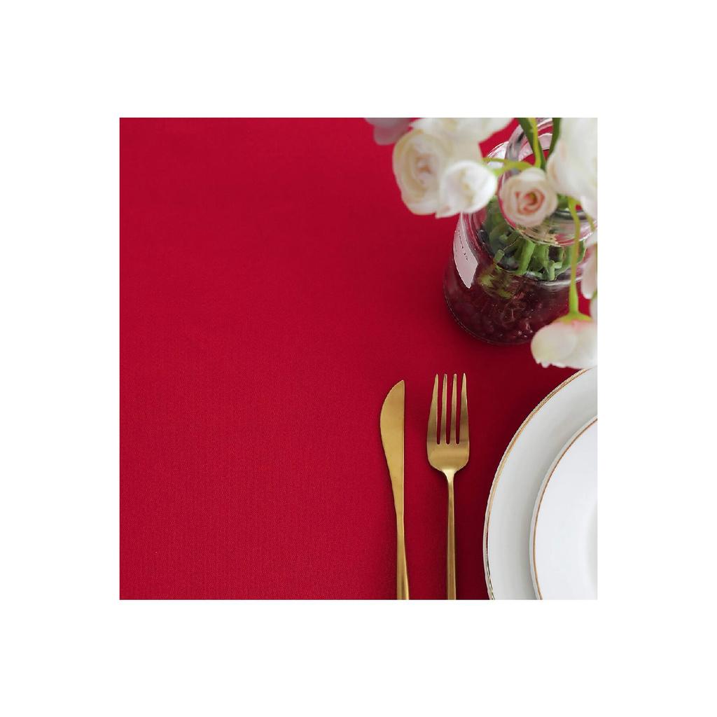 Панамская льняная жидкостойкая скатерть красного цвета