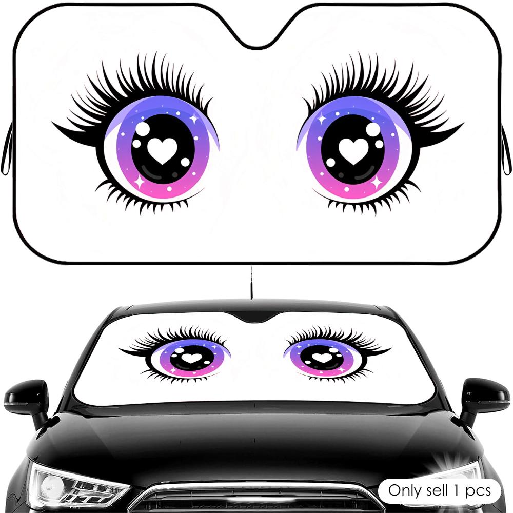 Cute Eyes cartoon Sun Visor Car Windshield Sun Shade UV Protection Heat Insulation Cover Universal Sun Protector