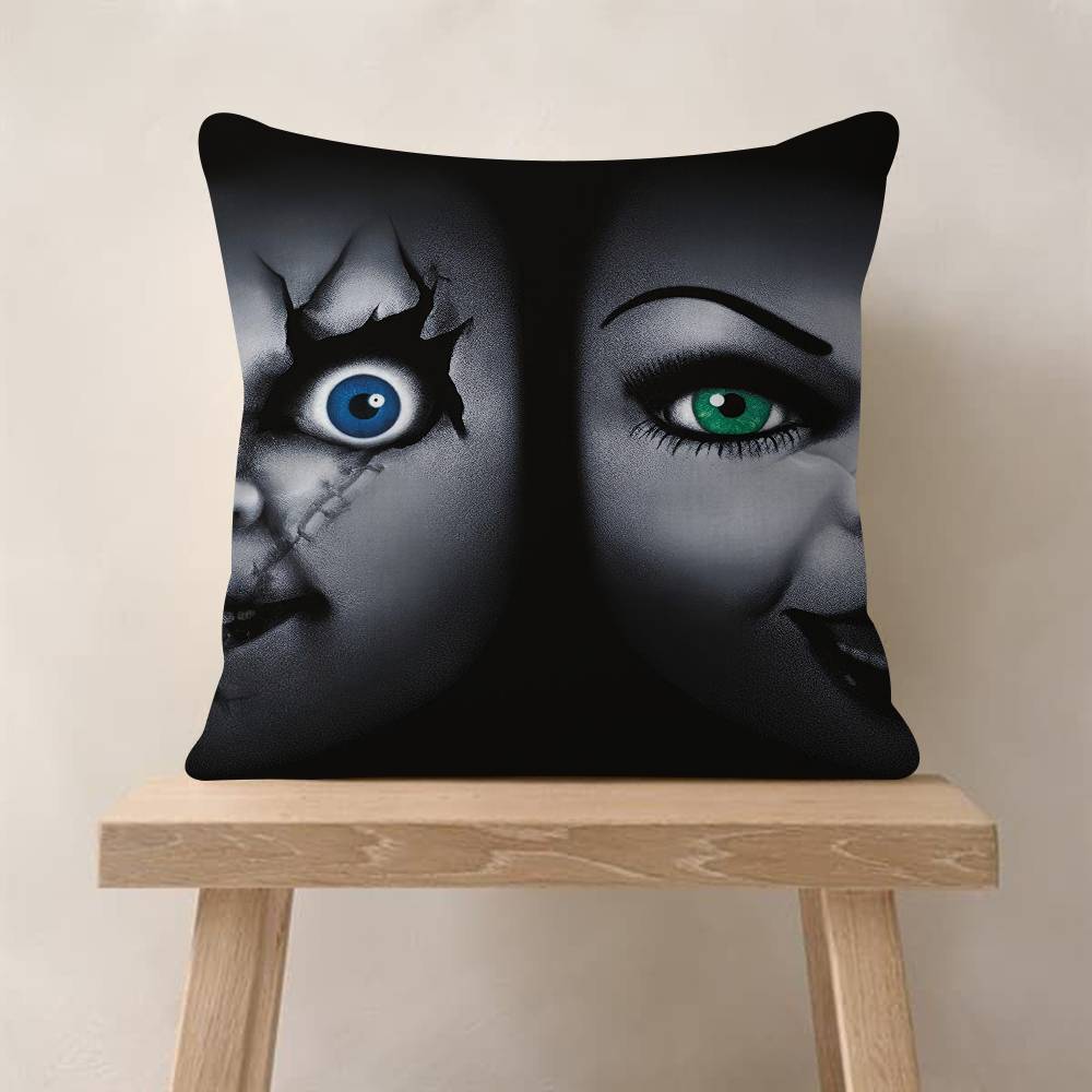 Horror Movie Chucky Childs Play Pillow Covers Cartoon Sofa Decorative Home Doublesided Printing Short Plush Cute Cushion