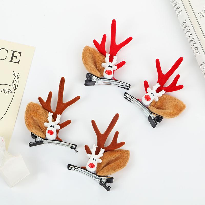 Cartoon Cute Deer Antler Hairband & Clip: Women's Christmas Accessory