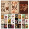 Dad's BBQ Party Metal Tin Plaque Retro Tin Signs Barbecue Rules Slogan Plate Vintage Grill Poster Yard Garden Kitchen Wall Decor
