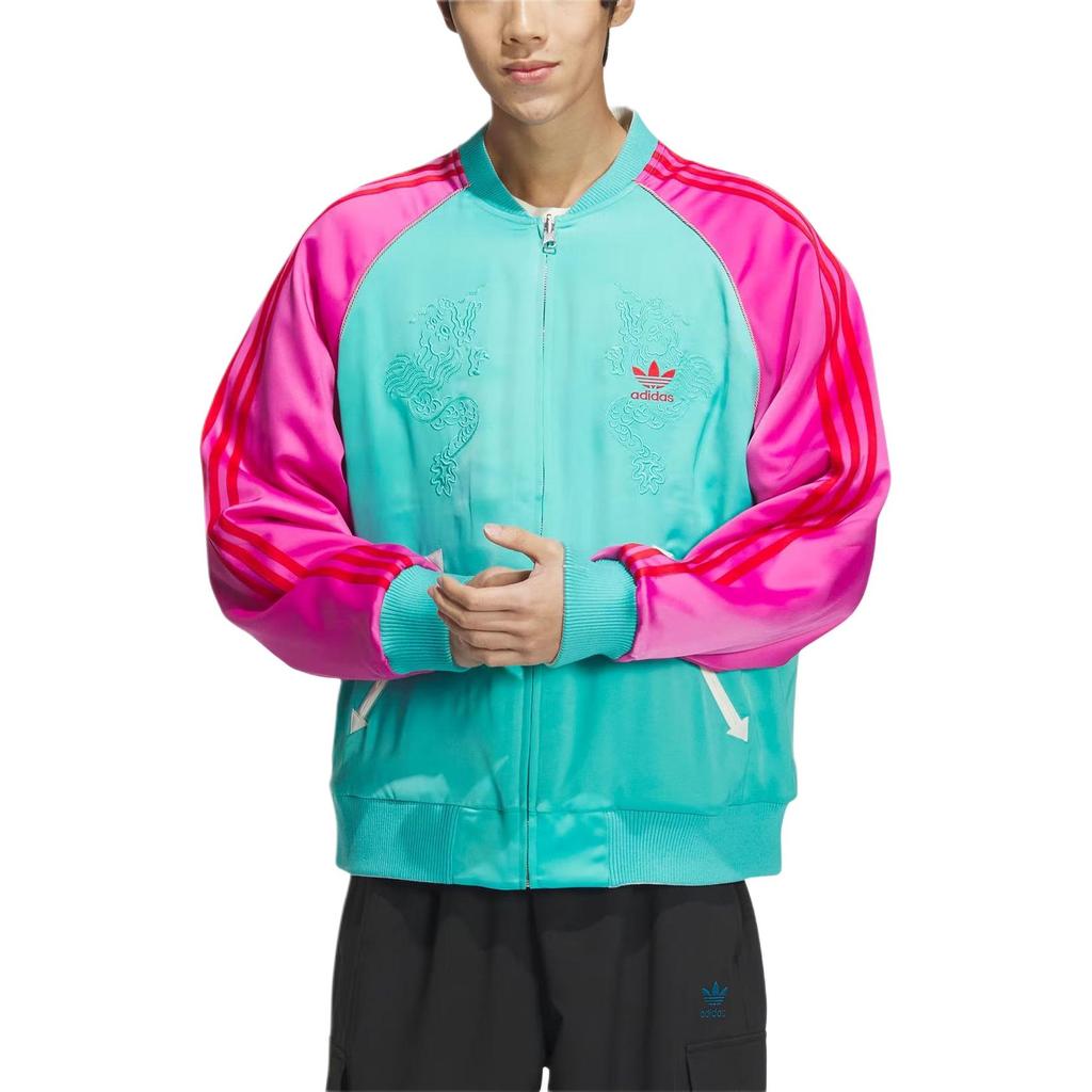 adidas Originals X Feifei Ruan Collaboration FW23 Двусторонняя атласная вышитая куртка с цветными блоками Куртка унисекс IX4242