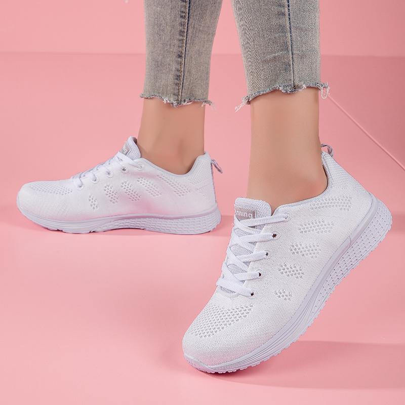 Женская повседневная обувь, дышащая прогулочная обувь с сеткой на шнуровке, туфли на плоской подошве, кроссовки, женские теннисные спортивные туфли, женская обувь