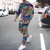 Мужской Комплект 3D Принт Животных С Длинным Рукавом Спортивный Костюм Футболка+Брюки Комплект из 2 предметов Круглый Вырез Толстовка Спортивные Штаны Костюм из 2 частей
