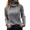 Autumn and Winter Solid Color High Neck Knitted Sweaters Retro Long Sleeved Women's Sweaters