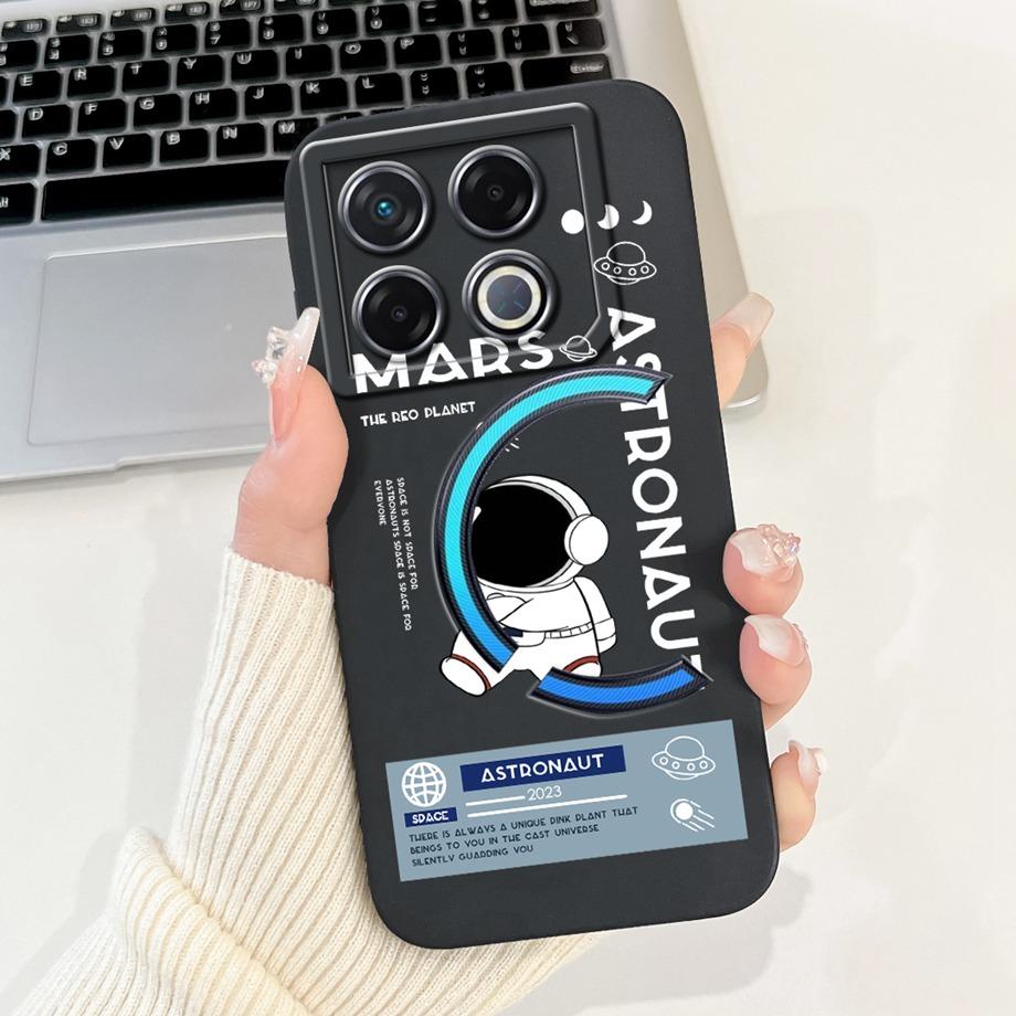 Мягкий силиконовый ТПУ матовый чехол Funda для Infinix GT 20 Pro / Infinix X6871 GT20Pro, задняя крышка, Астронавт, Лунная ночь, Расписной