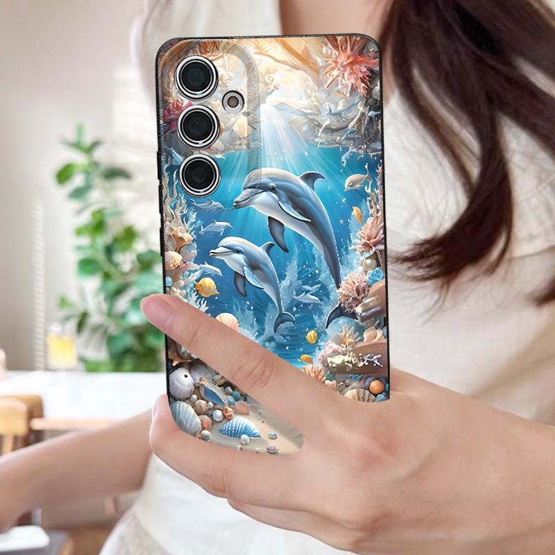 Чехол 'Звездное Море Дельфин Приключение' Для Samsung S26 S25 S24 Ultra S23 S22 S21 FE A15 A16 A17 A35 A36 A37 A54 A55 A56 A57 5G Кожаная Текстура Обложка