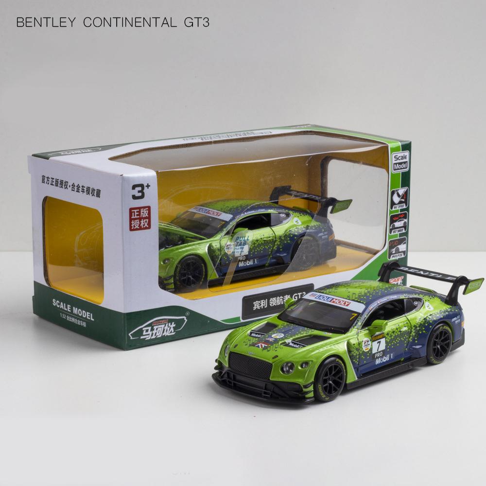 1/32 Scale Bentley Continental GT3 Diecast Car Model Toy, Pull Back Toy Vehicle with Sound and Light for Kids Toddler Boys Girls Gift Collection