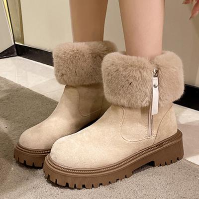 Осень и Зима Новые Теплые Снежные Ботинки Большого Размера Женская Обувь