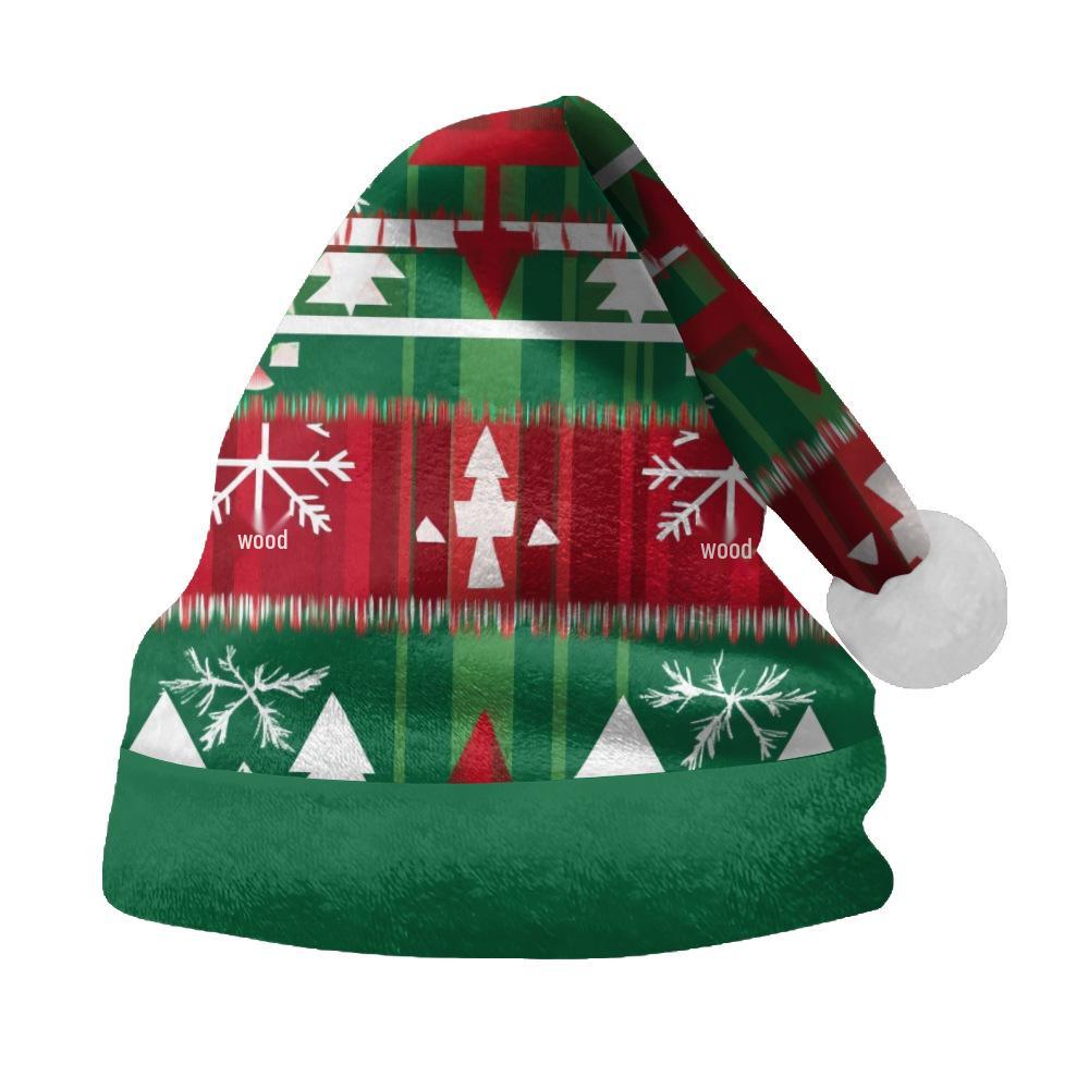 2024 Christmas Short Plush Santa Claus Hat for Adults & Kids - DIY Printed Ornaments