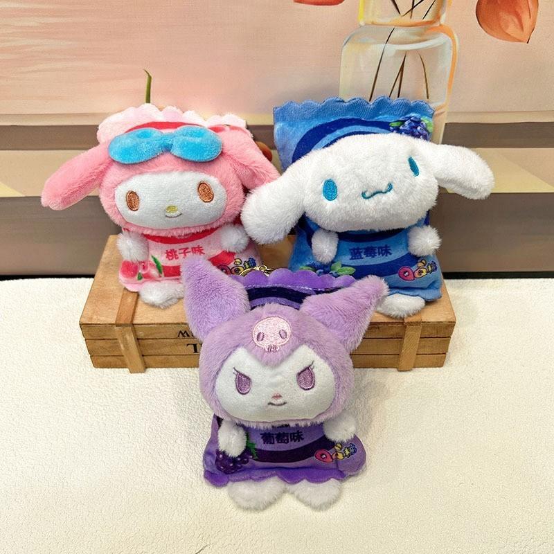 Kuromi Plush Figure Fluffy Cinnamoroll And Melody Bag Decoration**