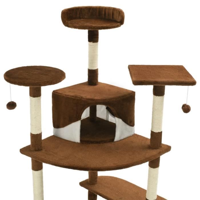 VidaXL Arbre à chat avec griffoirs en sisal 203 cm Marron et Blanc