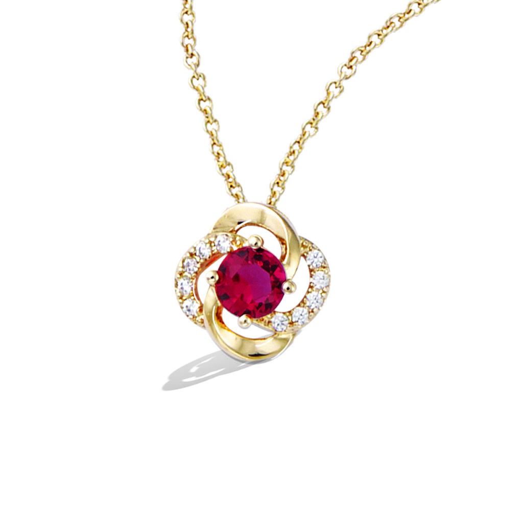 Les Trésors De Lily [R5179] - Gold-plated 'Sissi' Golden Ruby ​​necklace - 42 Cm - 12x12 Mm
