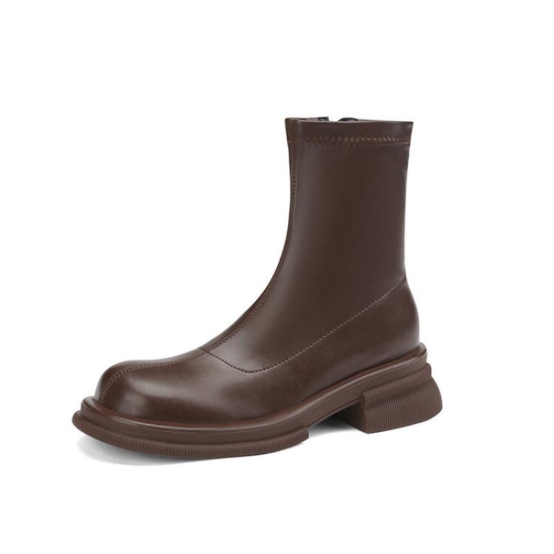 Осенне-зимние женские ботинки Мартин на толстой подошве, нескользящие, больших размеров, с боковой молнией, на низком каблуке, удобные, новая корейская версия, средние