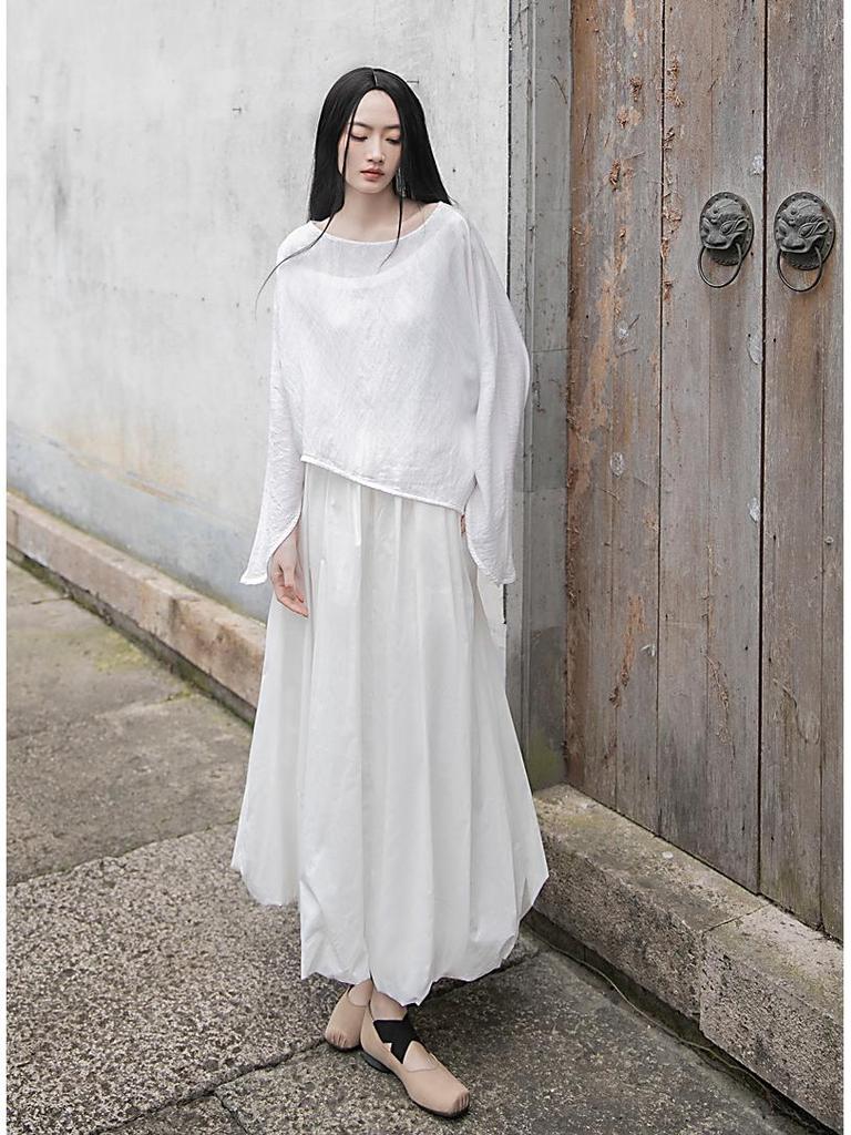 Handmade Heavy-Duty Puffy Cloud Ruffle Midi Skirt In Black and White