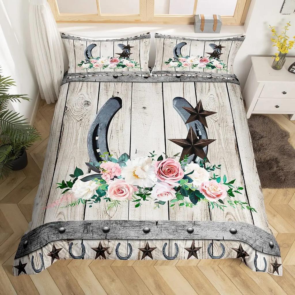 Horseshoe Duvet Covers for Teens Adults Queen Size Quilt Covers Lightweight Down Room Decor 2 Pillowcases 1 Duvet Cover No Quilt
