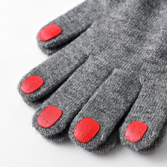 Женские вязаные перчатки Зимние перчатки с красными ногтями Утепленные теплые перчатки с полными пальцами для повседневных прогулок, катания на лыжах, езды на велосипеде