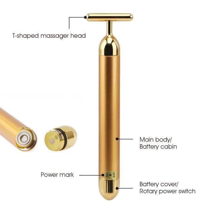 Masseur pour le visage - Beauté Barre - 24K or pur - Raffermissement & anti-rides - Drainage lymphatique