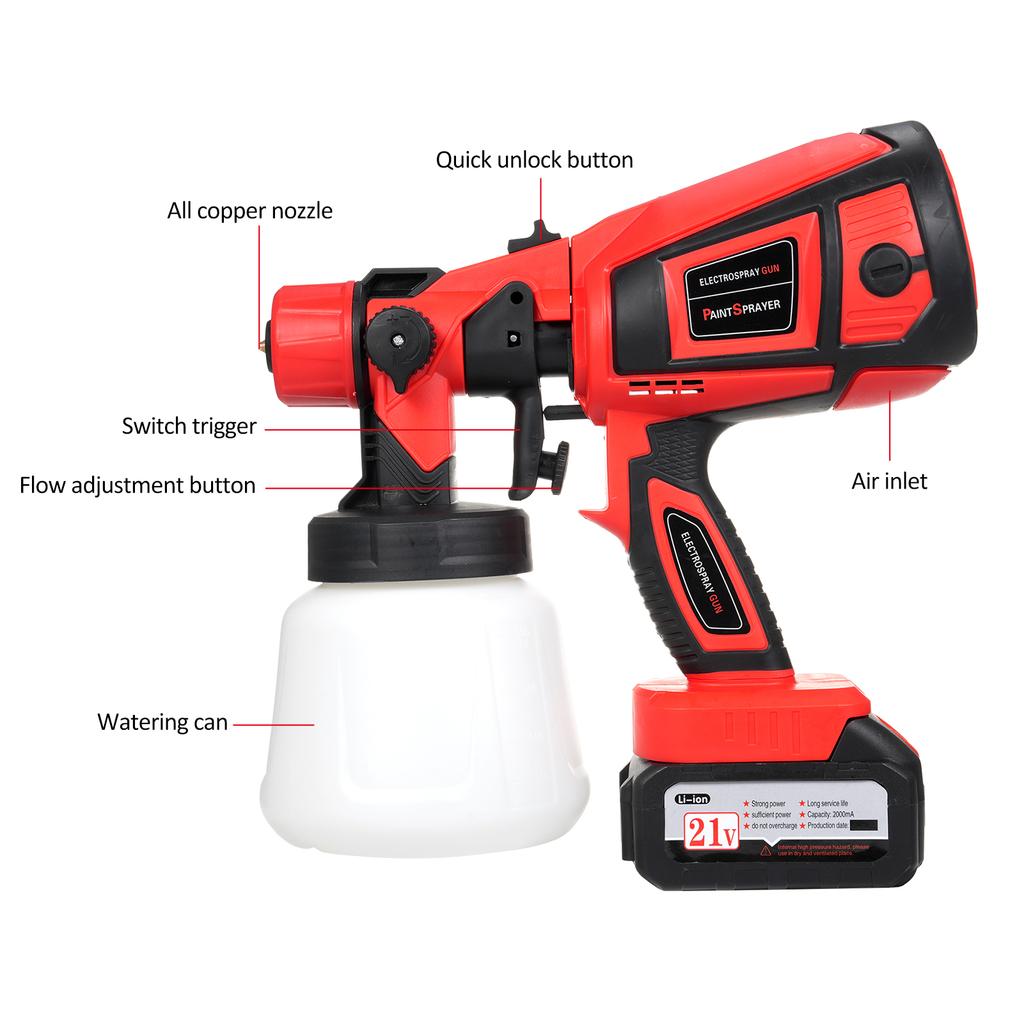 Paint Sprayer, 650W HVLP Electric Spray Paint   1400ml Container with 6 Copper Nozzles 3 Spraying Effects for Indoor and Outdoor Furniture, Fences, 