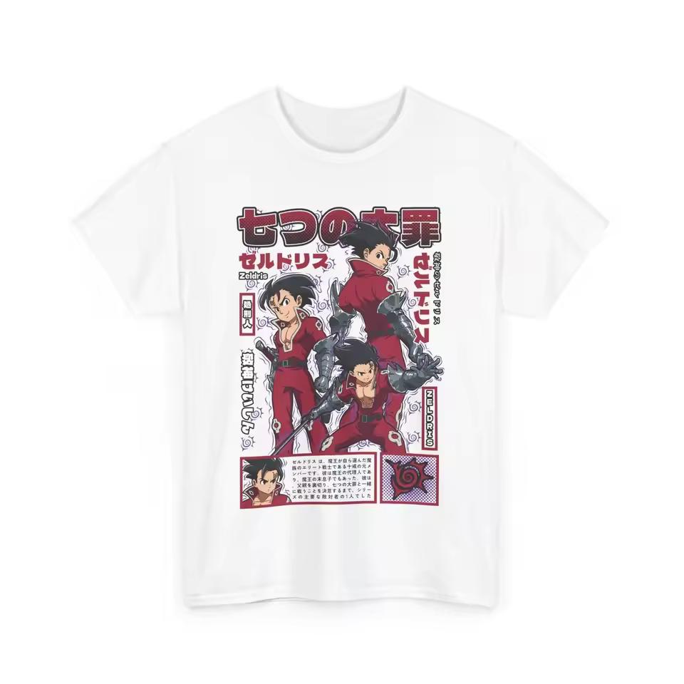 The Seven Deadly Sins Shirt Vintage Washed Unisex Oversized Anime Streetwear Soft Cotton Short Sleeve Tee Gift Clothing Tops