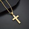Multi-color Titanium Steel Engraved Cross Pendant Necklace, Unisex Stainless Steel Cross Pendant