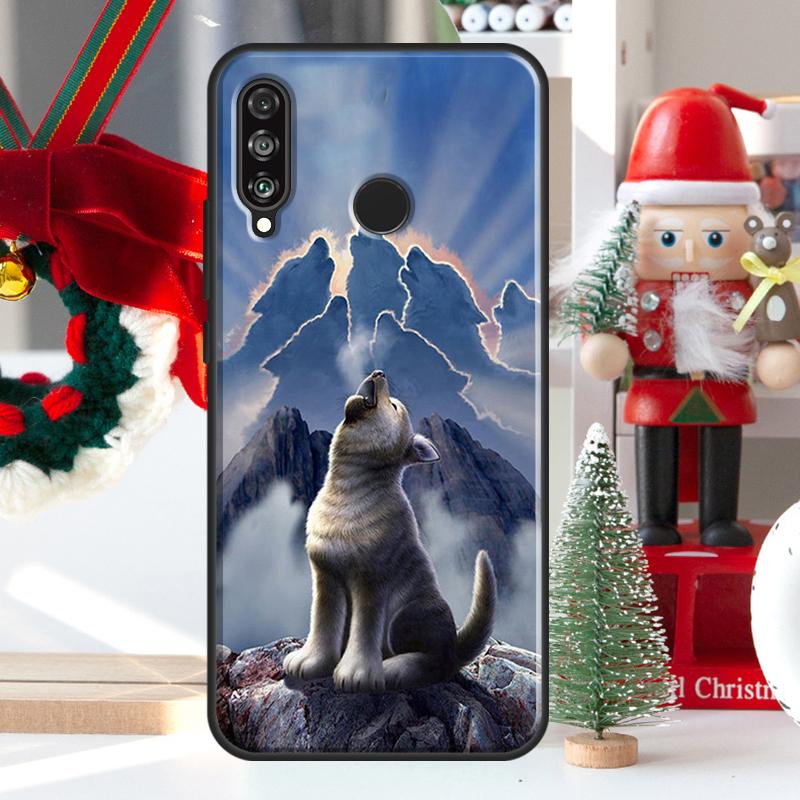 Чехол Animal Wolf Howling для Huawei Nova 12i 11i 8i 12s Y73 Y72 Y61 Y91 Y90 Y70 Y60 9 10 SE P60 Pro P30 P40 Lite