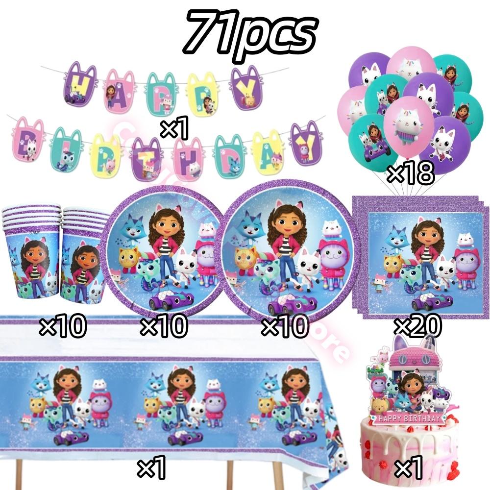 Gabby Dollhouse Birthday Party Decoration Gabby Plates Cups Napkins Cake Topper Balloons For Kids Party Favors Gifts Photo Booth