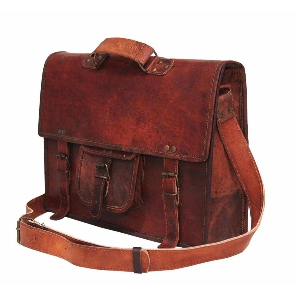 Men's Vintage Leather Messenger Bag Shoulder Laptop Briefcase Satchel