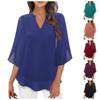 Women Temperament Petal Sleeve V Neck Chiffon Blouse Summer Loose Slimming Lady Blouses Shirts For Women Fashion 2025 Elegant