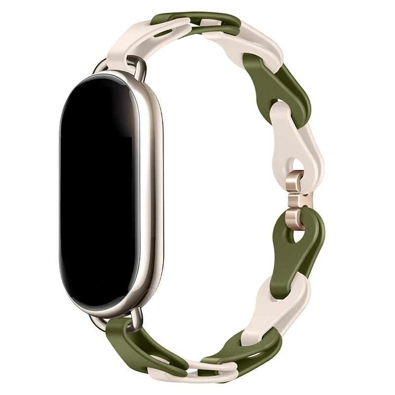 Резиновый ремешок для Xiaomi Mi Band 8 Браслет с пряжкой из нержавеющей стали для Miband 8 NFC Модный женский стиль Запасной силиконовый ремешок