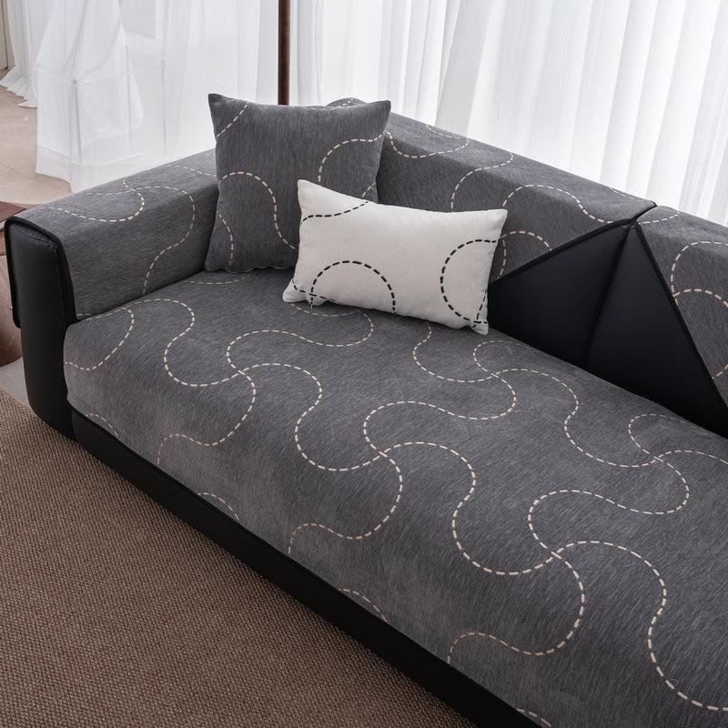 Straight Row Sofa Cushion New Four-Season Universal One-Piece Cover Towel Light Luxury High-End Seat Cushion Fixed Non-Slip
