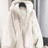 Mid-length Imitation Otter Rabbit Fur Hooded Loose Coat