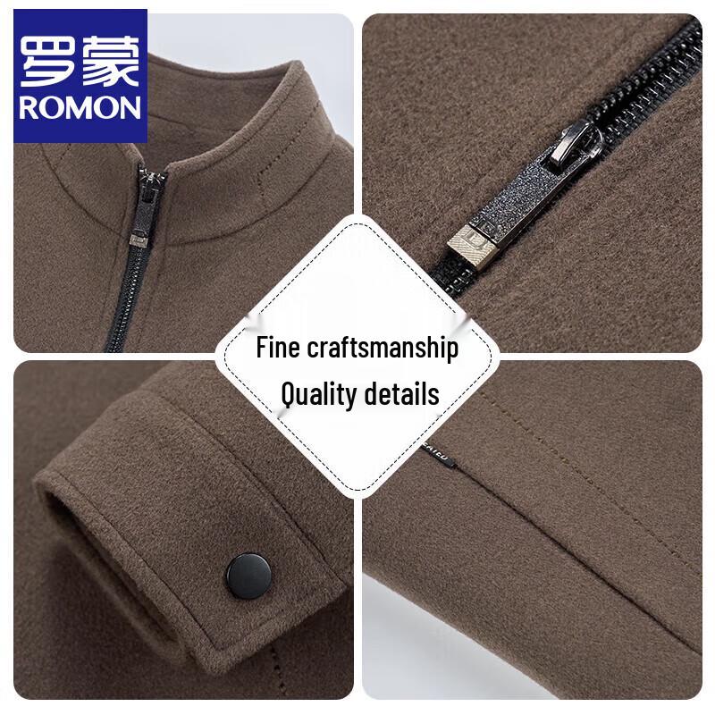 ROMON Men's Wool Blend Stand-Collar Overcoat with Detachable Down Liner