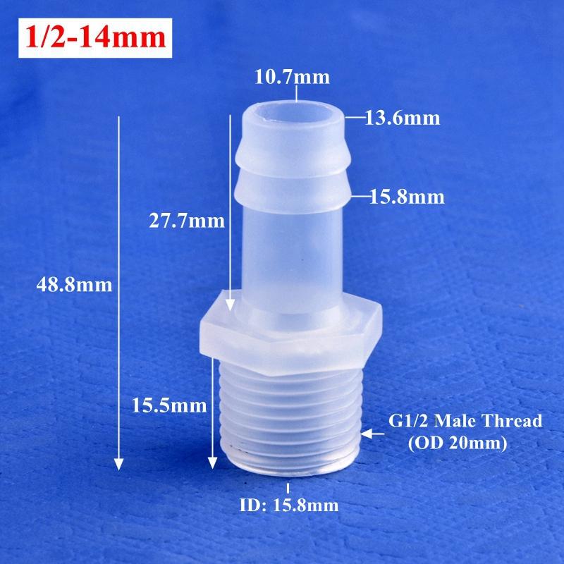 G1/2" 3/4" Male Thread 4~25mm Direct Connector Aquarium Tank Hose Joint Garden Irrigation Water Tube Barb Joint 5~200Pcs/Lot