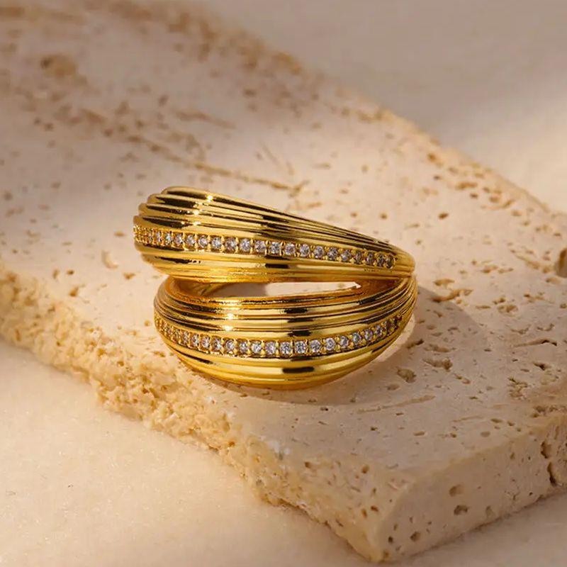 Винтажные текстурированные кольца в стиле хип-хоп в стиле панк для женщин, кольцо из нержавеющей стали золотого цвета, обручальное кольцо для пары, эстетическое ювелирное изделие, подарок anillos mujer