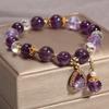 Elegant Amethyst Heart Pendant Bracelet with Natural Crystal Beads for Women - Chic Handcrafted Jewelry, High-grade, Exquisite