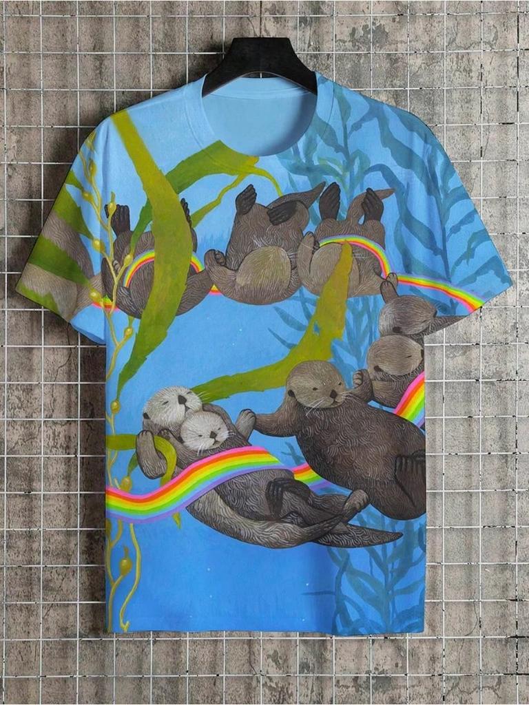 Мужская футболка с забавным принтом животных, футболки с короткими рукавами, топы с 3D-принтом, рубашки с круглым вырезом, летняя повседневная мужская одежда для вечеринок