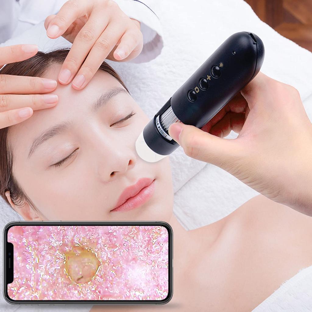 Wireless Digital Microscope, 800X Magnification USB Skin Diagnostic Hair Follicle Analyzer, WiFi Portable Handheld Microscope, Skin, Hair, and Scalp
