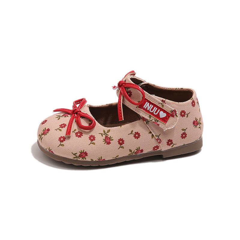 Girls shoes small leather shoes spring and autumn children floral princess shoes Korean version versatile baby girl shoes soft sole children's bab